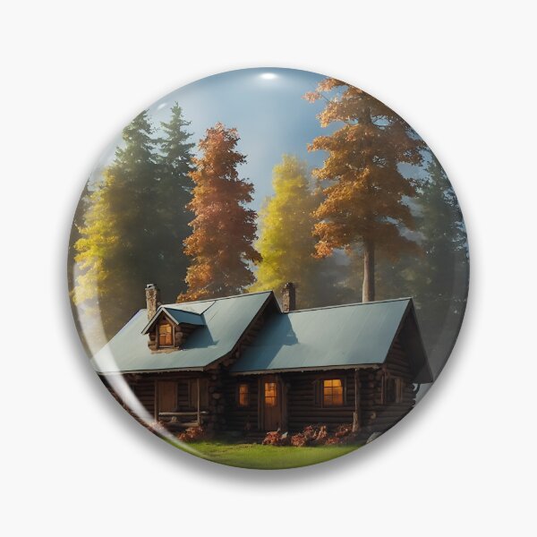 Item preview, Autumn Forest Landscapes With a Small Cabin or Cottage, Ai Generated Art designed and sold by AiGens.