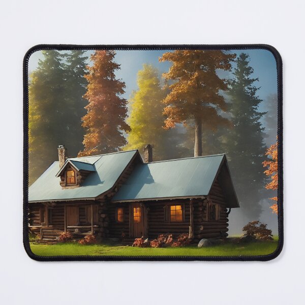 Item preview, Autumn Forest Landscapes With a Small Cabin or Cottage, Ai Generated Art designed and sold by AiGens.