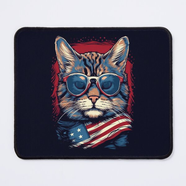 Item preview, Vintage Patriotic Cat - US Flag and Kitten Lover designed and sold by madtoyman.