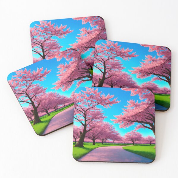 Item preview, Cherry Blossom Landscapes With a Clear Blue Sky and Bright Sun, Ai Generated Art designed and sold by AiGens.