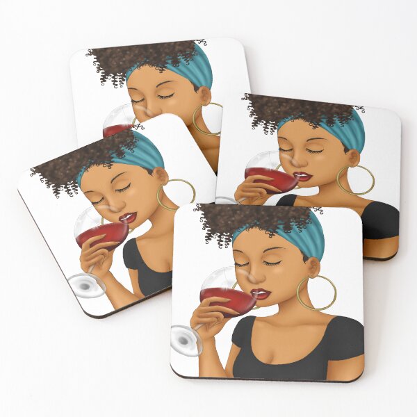Item preview, Black Woman With Puff Drinking Wine designed and sold by Deanna McRae.