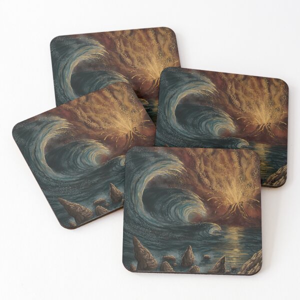 Item preview, giant wave and volcanic explosion designed and sold by MacchabeeArt.