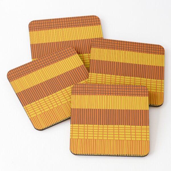 Item preview, Finnish Patchwork Stripe Pattern in 70s Orange Mustard Yellow Brown designed and sold by kierkegaard.