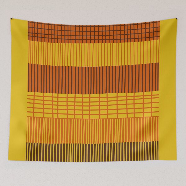 Item preview, Finnish Patchwork Stripe Pattern in 70s Orange Mustard Yellow Brown designed and sold by kierkegaard.