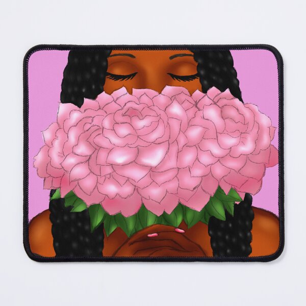Item preview, Feminine Black Woman Holding Pink Roses designed and sold by Deanna McRae.