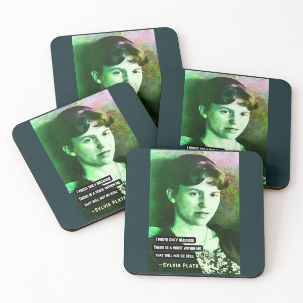 Item preview, Sylvia Plath portrait and quote: I write only because There is a voice within me That will not be still designed and sold by artbleed.
