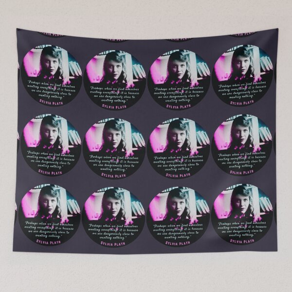 Item preview, Sylvia Plath portrait and quote: Perhaps when we find ourselves wanting everything... designed and sold by artbleed.