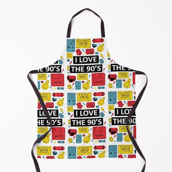 Item preview, I Love the 90's Red Yellow and Blue Retro Vintage Nostalgic Design, Collage Gadget, Cassette Music Diskette Toy Memory Film, Print Art Display Poster Wall Art, Mug Pillow Shirt Design designed and sold by Ekkswai.