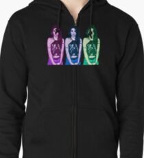 Kendall Jenner Colored Cartoon Zipped Hoodie