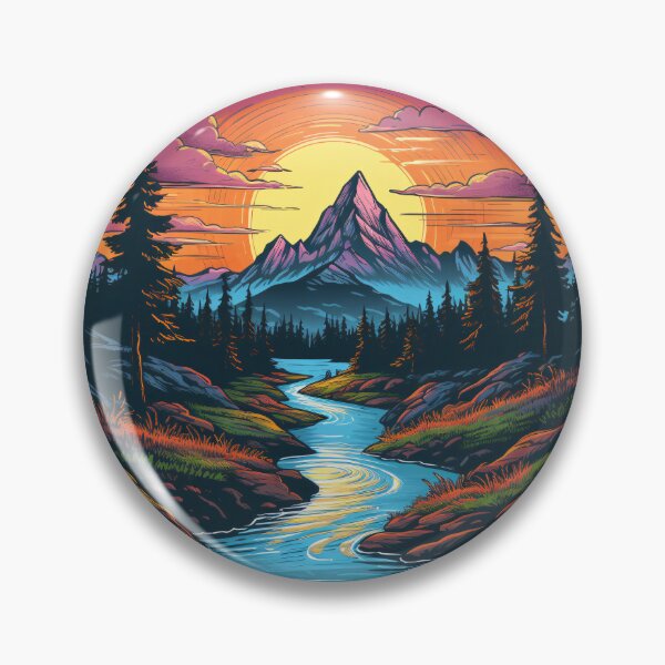Item preview, Golden Hour Tranquility: Sunset Over Mountains & River designed and sold by BloomingPixel.