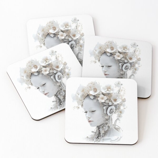 Item preview, White Android Wearing Flowers designed and sold by AdrianGrosu.