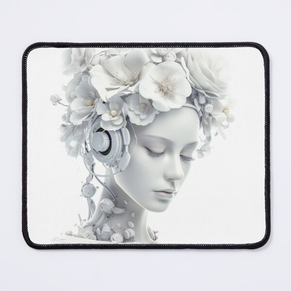 Item preview, White Android Wearing Flowers designed and sold by AdrianGrosu.
