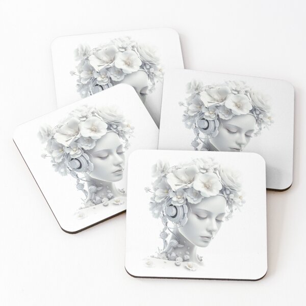 Item preview, White Android Wearing Flowers designed and sold by AdrianGrosu.