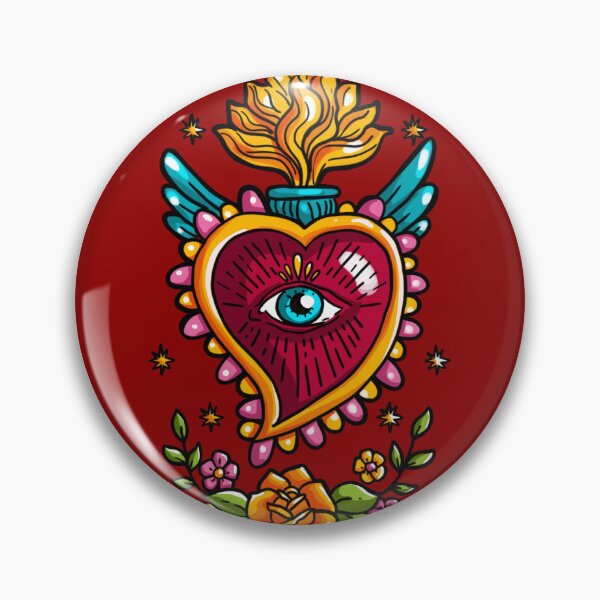 Item preview, Heart Ex-voto red and colorful Mexican style designed and sold by Les-Oraces-K.