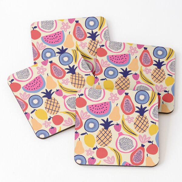 Item preview, Colorful tropical fruits in cream designed and sold by Illustrated by Nat.