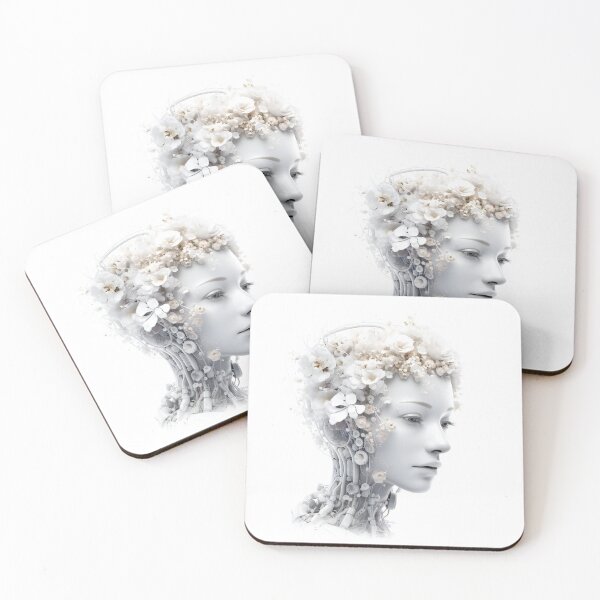 Item preview, White Android Wearing Flowers designed and sold by AdrianGrosu.