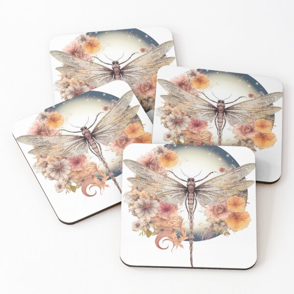 Item preview, Dragonfly and Flowers  Symbolic Tranquility and Aesthetic Elegance designed and sold by cece4410.