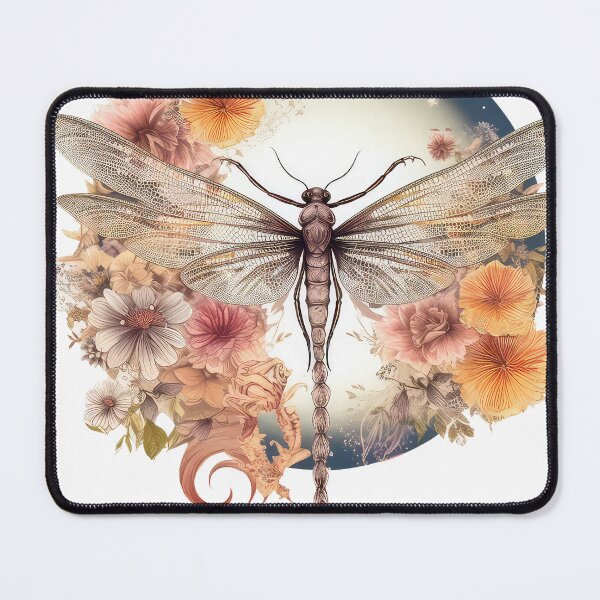 Item preview, Dragonfly and Flowers  Symbolic Tranquility and Aesthetic Elegance designed and sold by cece4410.