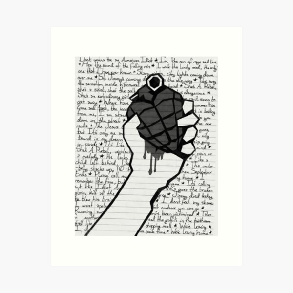 Aperçu de l'œuvre Green Day Noir et blanc Poster créée et vendue par oshelley866.