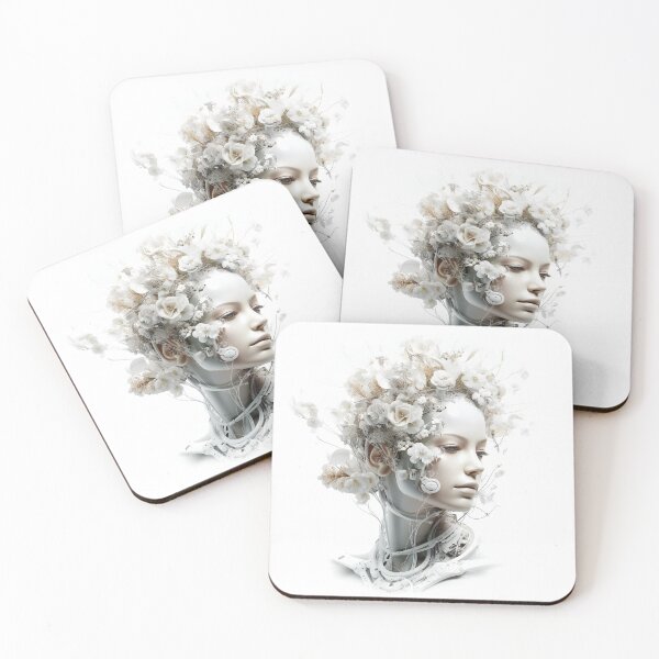 Item preview, White Android Wearing Flowers designed and sold by AdrianGrosu.