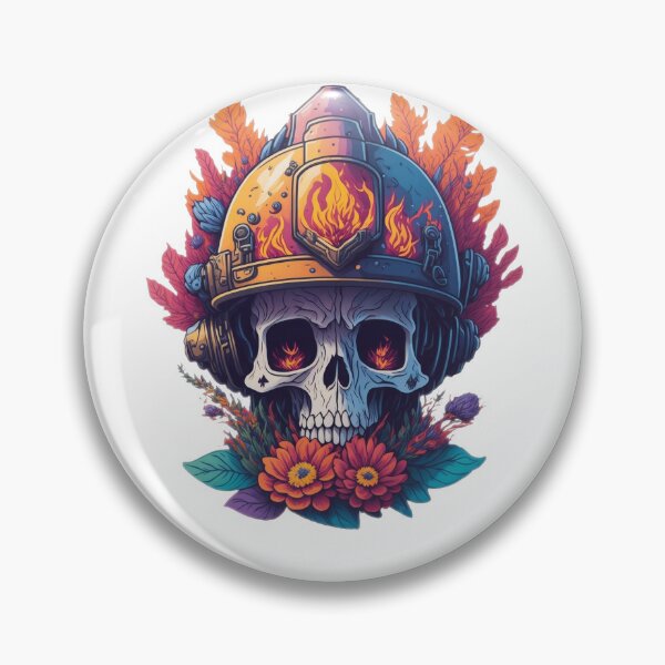 Item preview, Skull Firefighter designed and sold by flowerskullart.