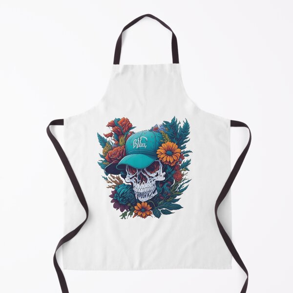 Item preview, Skull with flowers and baseball cap designed and sold by flowerskullart.