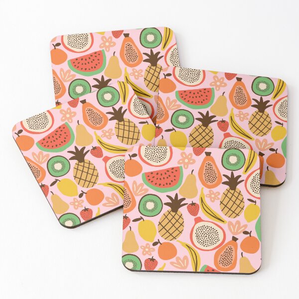 Item preview, Colorful tropical fruits in pink designed and sold by Illustrated by Nat.