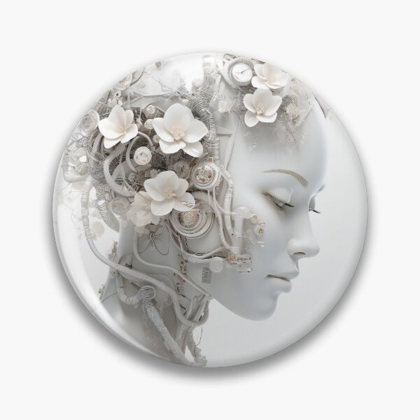 Item preview, White Android Wearing Flowers designed and sold by AdrianGrosu.