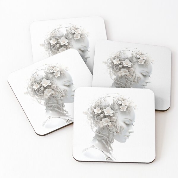 Item preview, White Android Wearing Flowers designed and sold by AdrianGrosu.
