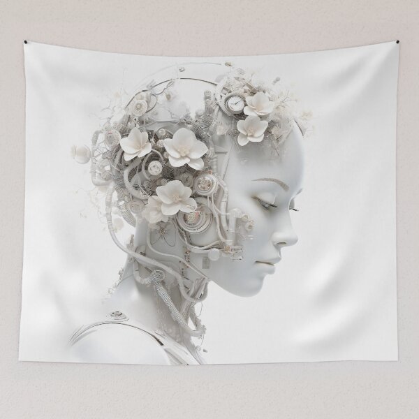 Item preview, White Android Wearing Flowers designed and sold by AdrianGrosu.