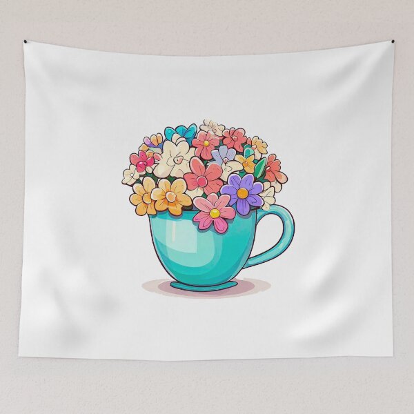 Item preview, Blue cup with flowers designed and sold by miguel-ozz.