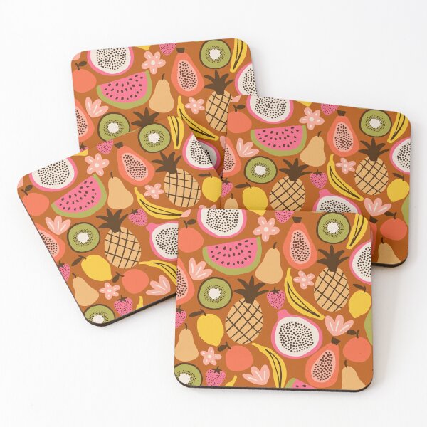 Item preview, Colorful tropical fruits in brown designed and sold by Illustrated by Nat.