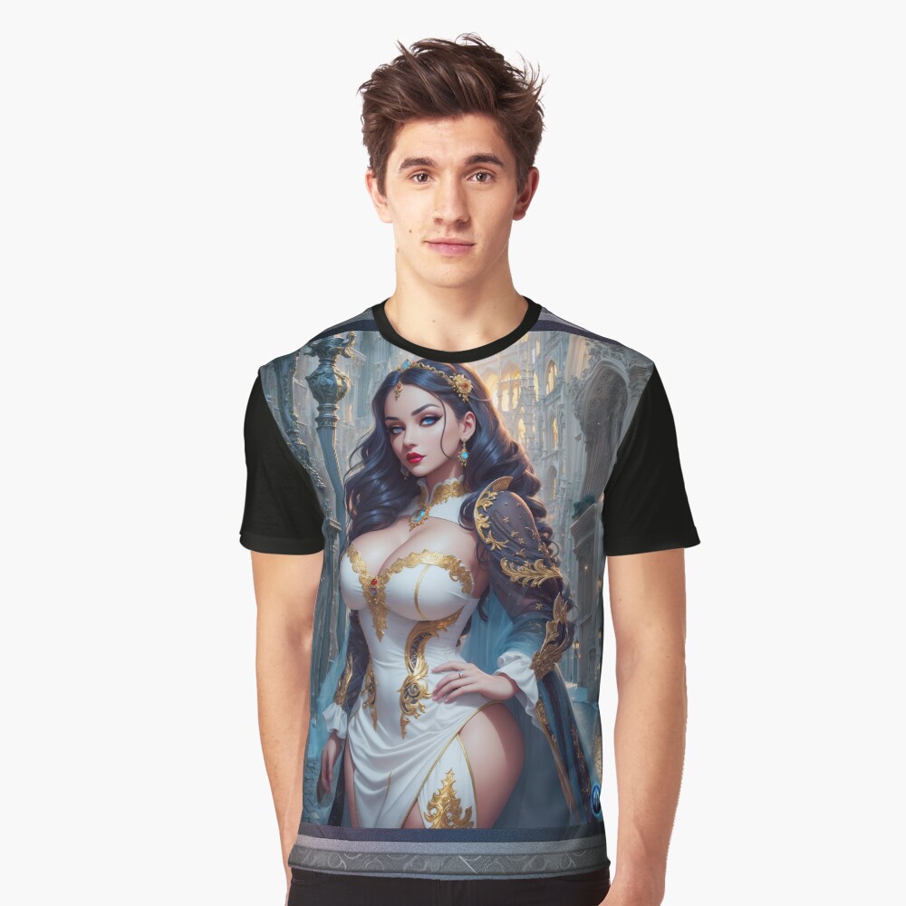 The Majestic Beauty Of Ariquisana Of Rheminoust Captivating AI Concept Art Portrait by Xzendor7 Graphics T-Shirt