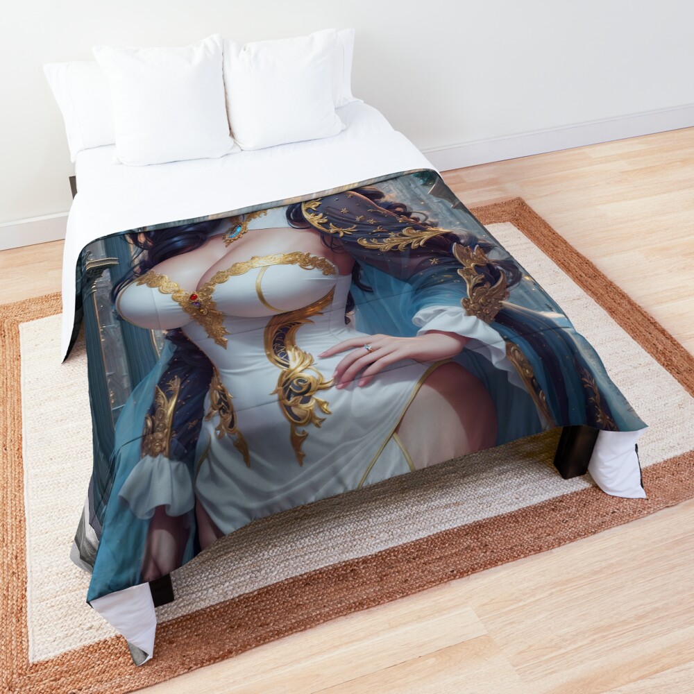 The Majestic Beauty Of Ariquisana Of Rheminoust Captivating AI Concept Art Portrait by Xzendor7 Comforter