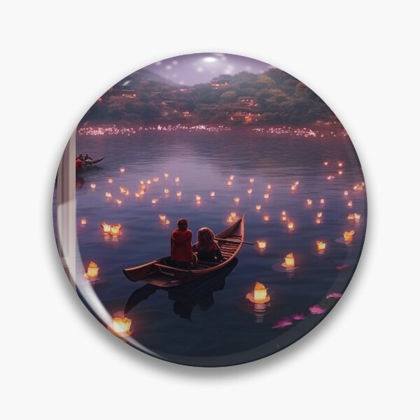 Item preview, Window view of lake with lanterns designed and sold by zand-n-zive.