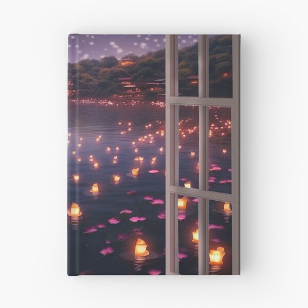 Item preview, Window view of lake with lanterns designed and sold by zand-n-zive.