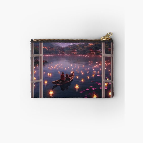 Item preview, Window view of lake with lanterns designed and sold by zand-n-zive.