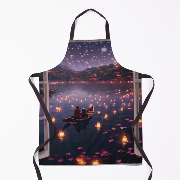 Item preview, Window view of lake with lanterns designed and sold by zand-n-zive.