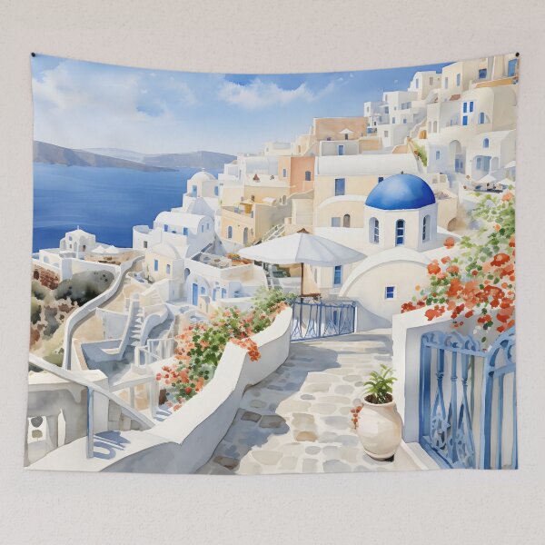 Item preview, Greek island in watercolor style designed and sold by Tim-Ries.