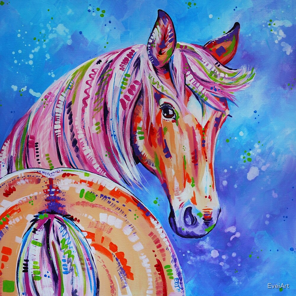 ""Cinnamon" Palomino horse painting" by EveiArt Redbubble