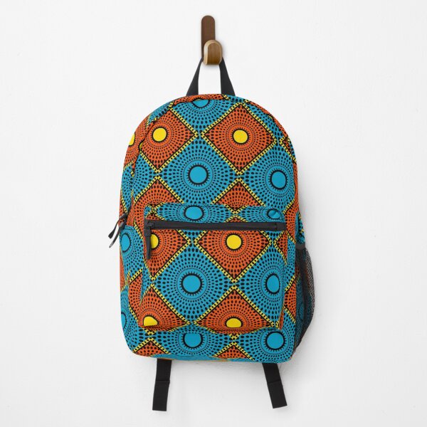 Item preview, Spectrum Splash: Geometric Blue and Orange Kanga Print. designed and sold by SoulthreadzStudio.