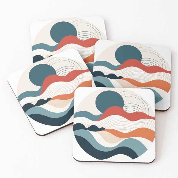 Item preview, Boho minimal art of sunset in ocean full of waves designed and sold by ArchanaAsh.