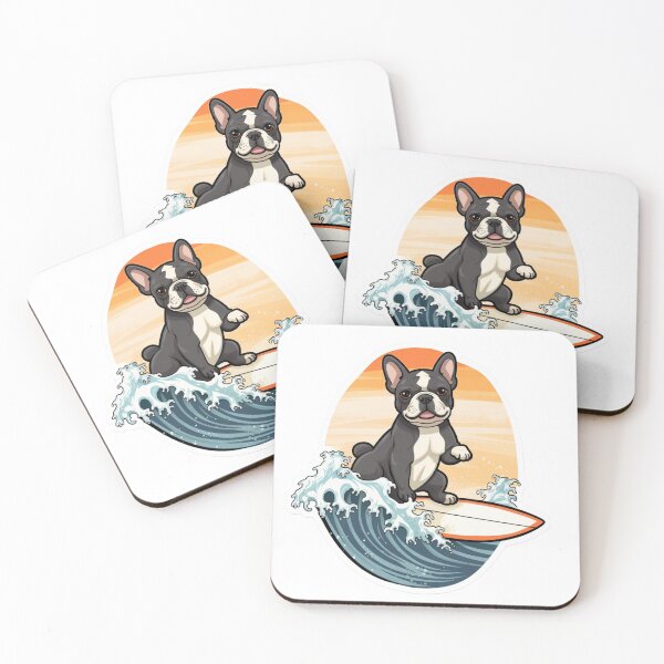 Item preview, French Bulldog Surfing Awesome Wave in the Sunset designed and sold by CreativeDogo.