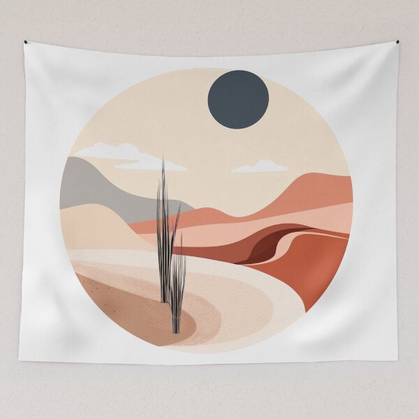 Item preview, Boho minimal art of sunset in desert full of waves designed and sold by ArchanaAsh.