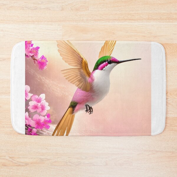 Item preview, Cute hummingbird with cherry blossoms and waterfall designed and sold by YuniaMiyu.