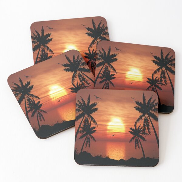 Artikelvorschau, Palm tree beach on evening sunset entworfen und verkauft von Donutlovers.