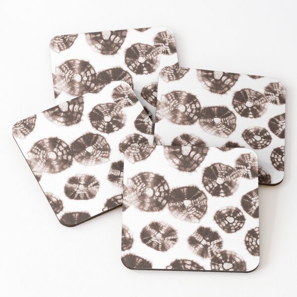 Item preview, Shibori Kumo tie dye brown mocha dots over white designed and sold by marufemia.