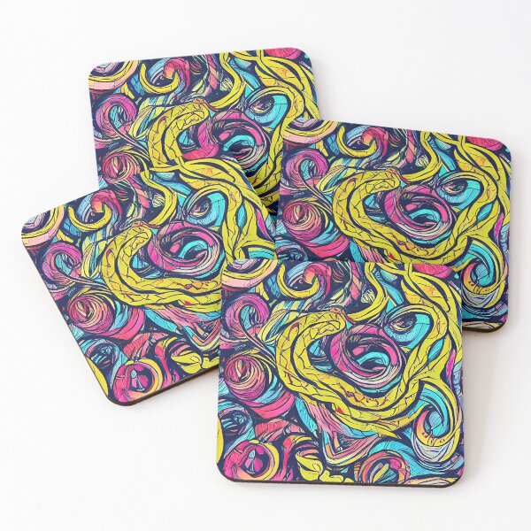 Artikelvorschau, Tattoo-Design, Schablone, CosTattoo-Design, Schablone, Cosmic Neon Colorful Snakesmic Neon Colorful Snakes entworfen und verkauft von casaai.