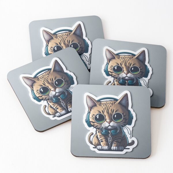 Item preview, Cute Animal Sticker - Headphones Cat designed and sold by ROBIN MACGREGOR.