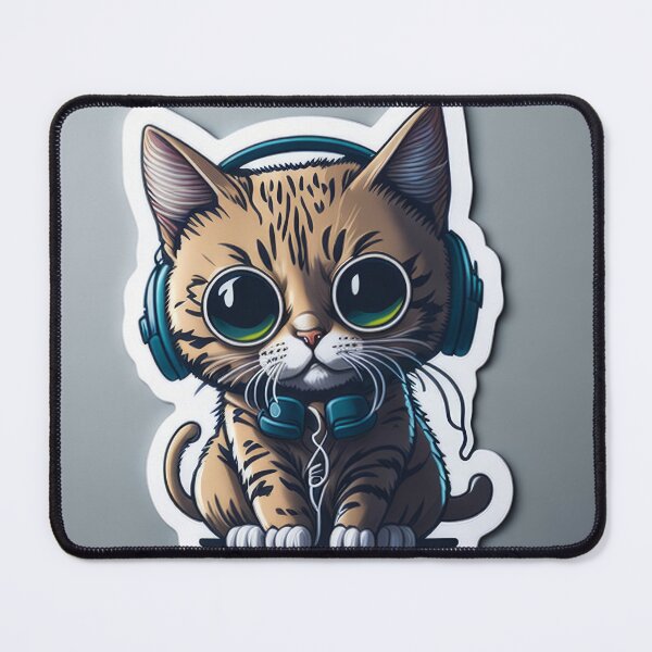 Item preview, Cute Animal Sticker - Headphones Cat designed and sold by ROBIN MACGREGOR.